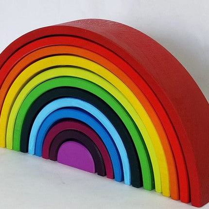 Extrokids Wooden colorful 12 PC Rainbow Stacker Stacking Toy - Large - EKT1918