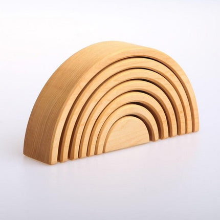 Extrokids 7 Pc Wooden Natural Rainbow Stacker Toy - Small - EKT1920