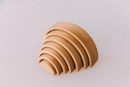 Extrokids 7 Pc Wooden Natural Rainbow Stacker Toy - Small - EKT1920