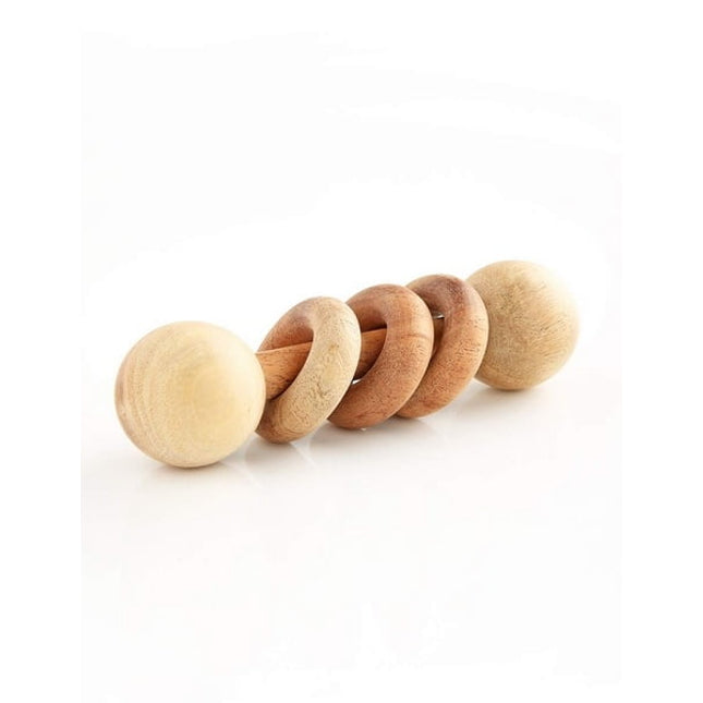 Extrokids Wooden Dumbbell Rattle With Wooden Rings - EKT1921