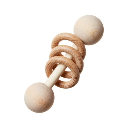 Extrokids Wooden Dumbbell Rattle With Wooden Rings - EKT1921