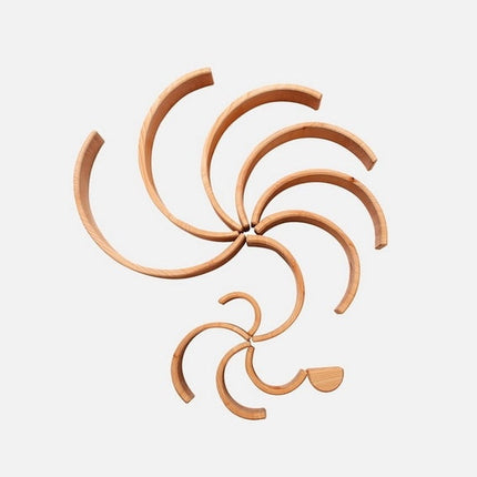 Extrokids 12 Pc Wooden Natural Rainbow Stacker Toy - Large - EKT1922