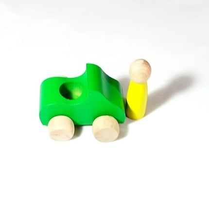 Extrokids Wooden Set of 1 Car With 1Peg Doll Toy - EKT1924