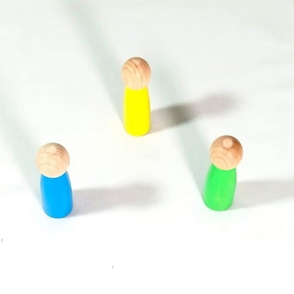 Extrokids wooden Color Peg dolls Green , Yellow , Blue - 3 in 1 - EKT1926