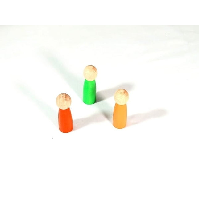 Extrokids wooden Color Peg dolls Green , Red , Orange - 3 in 1 - EKT1927