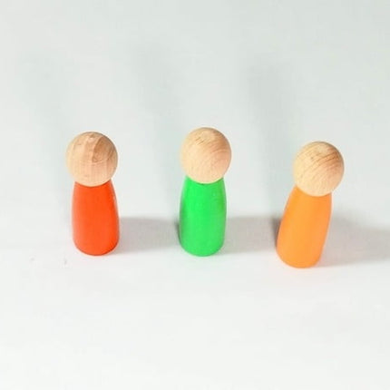 Extrokids wooden Color Peg dolls Green , Red , Orange - 3 in 1 - EKT1927