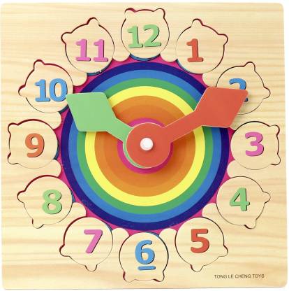 Extrokids Wooden Time and Number Learning Clock Toy for Kids - EKT1928
