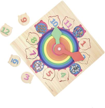 Extrokids Wooden Time and Number Learning Clock Toy for Kids - EKT1928