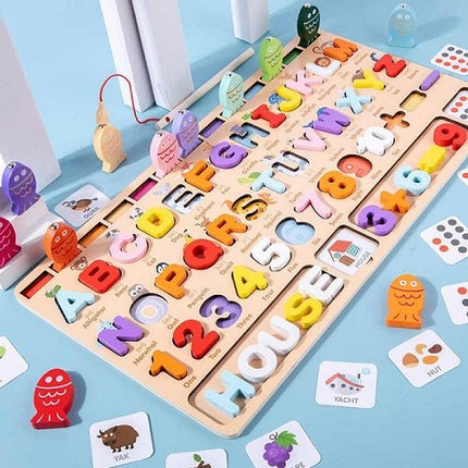 Extrokids Alphabet Puzzle Table, Calculations With English Learning Card Combine Magnet Fishing For Children Learn And Play - EKT1929