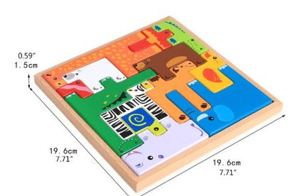 Extrokids 3D Wooden Jigsaw Animal Puzzles Cube Toy For Chindren - EKT1935