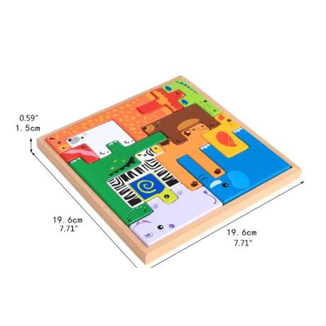 Extrokids 3D Wooden Jigsaw Animal Puzzles Cube Toy For Chindren - EKT1935