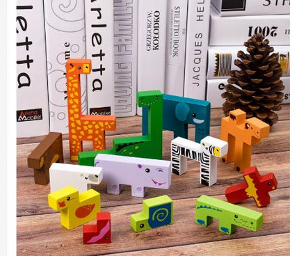 Extrokids 3D Wooden Jigsaw Animal Puzzles Cube Toy For Chindren - EKT1935