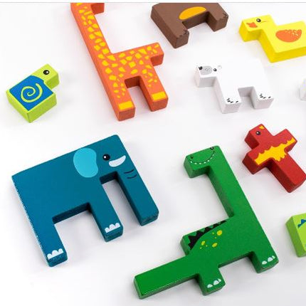 Extrokids 3D Wooden Jigsaw Animal Puzzles Cube Toy For Chindren - EKT1935