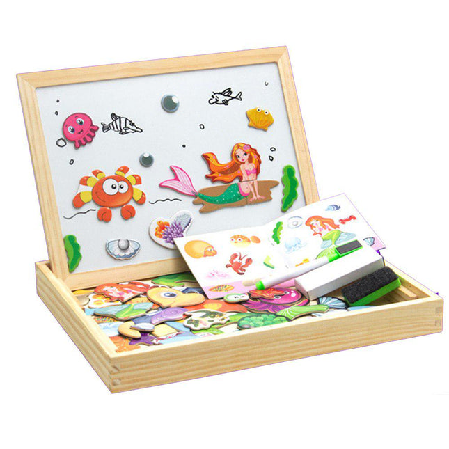 Extrokids Fantastic Wooden Multipurpose Easel Childrens Jigsaw Under Water Puzzle Drawing Board - EKT1949