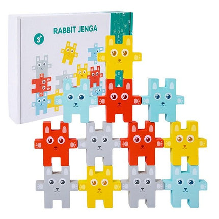 Extrokids Children Wooden Animal Balance Blocks Board Games Toy Rabbit Educational Stacking Wood Toy - EKT1976