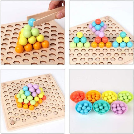 Extrokids Wooden Peg Board Beads Game, Puzzle Color Sorting Stacking Art Toys for Toddlers - EKT1977