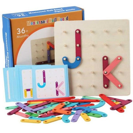 Extrokids Montessori Alphabet Letter Puzzle Toys Educational Wooden Puzzle Toy Set Childrens Graphic Educational Toy Wooden Board Game - EKT1984
