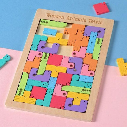 Extrokids Colorful Wooden Animal Teris Puzzles For Kids - EKT1987