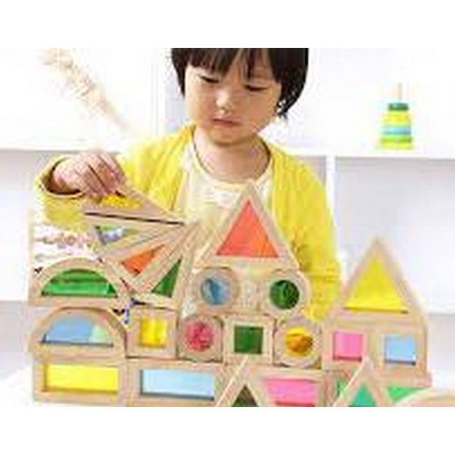 Extrokids Wooden Colored Building Blocks for Pediatric Sensory Stimulation - EKT2032
