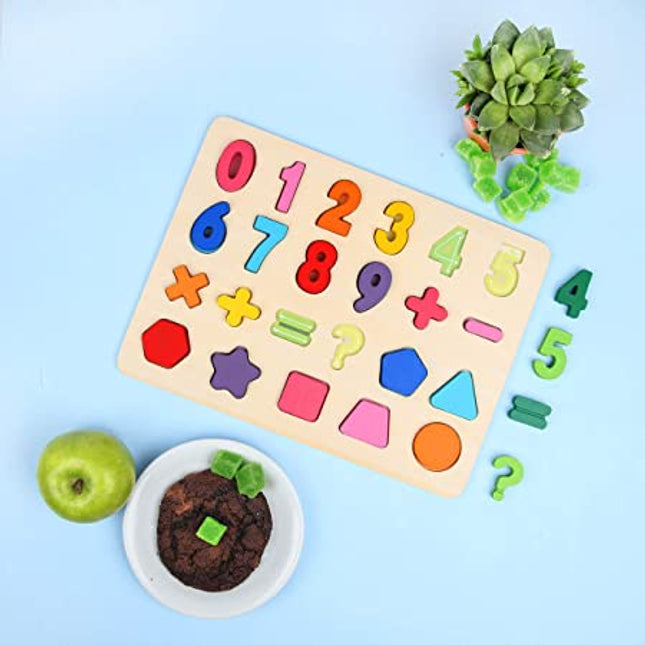 Wooden Number Board - a4 size - 0-9 + shapes - EKT2079