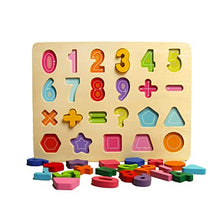 Load image into Gallery viewer, Wooden Number Board - a4 size - 0-9 + shapes - EKT2079
