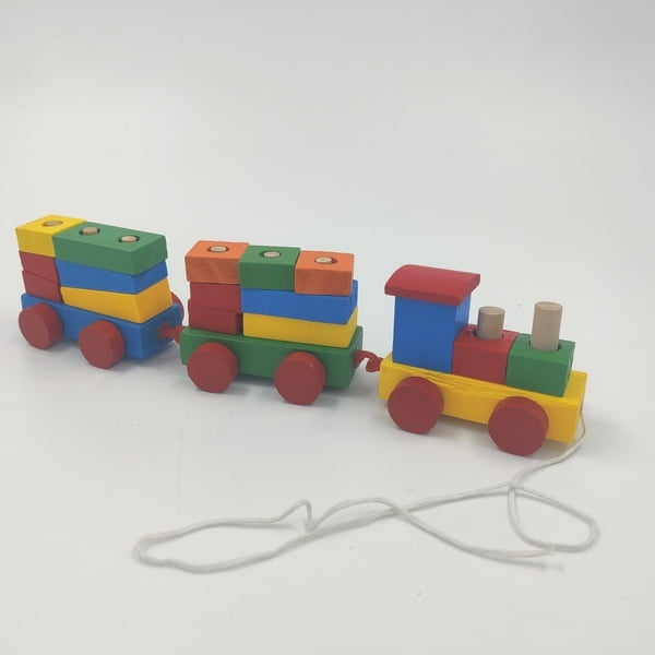 Wooden Train with Stacking Blocks - EKT2107