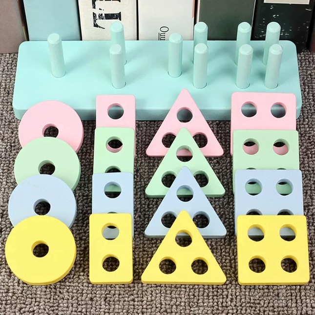 Wooden Shape Sorter Pastel Color - EKT2115