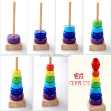 Load image into Gallery viewer, Wooden Colorful Rainbow Tower - EKT2119
