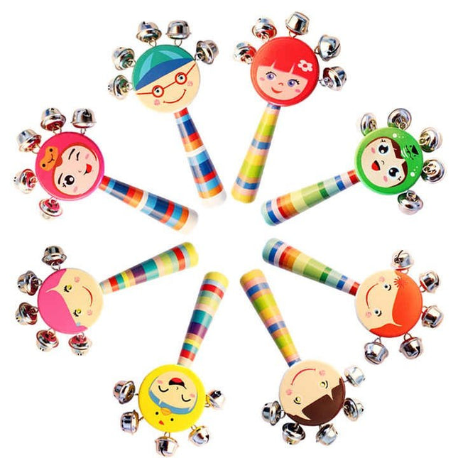 Wooden Rainbow man face Rattle - EKT2128