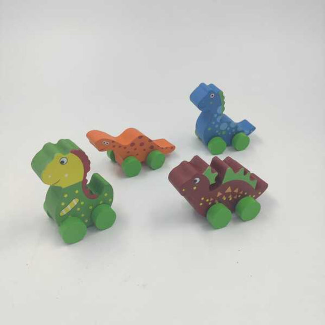 Wooden 4 in 1 Mini Dinosaur Cars - EKT2139