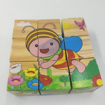 9 Pc - Wooden Cube Puzzle - 6 Sided - EKT2140