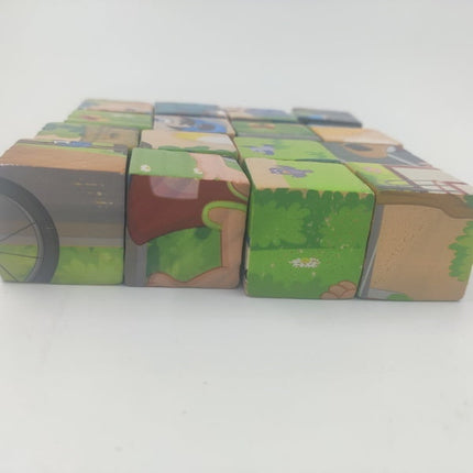 16 Pc - Wooden Cube Puzzle - 6 Sided - EKT2141