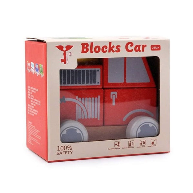 Extrokids Wooden premium Block Truck - Fire Engine - EKT2153