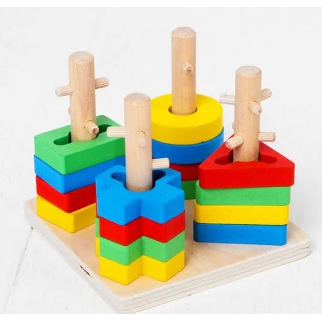 Wooden Four Column Shape Sorter - EKT2161