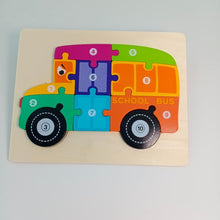 Load image into Gallery viewer, Wooden School bus puzzle - EKT2202
