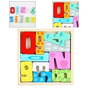 Wooden chunky math Board - 0-9 Numbers with tray - EKT2205