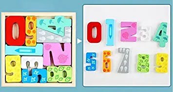 Wooden chunky math Board - 0-9 Numbers with tray - EKT2205