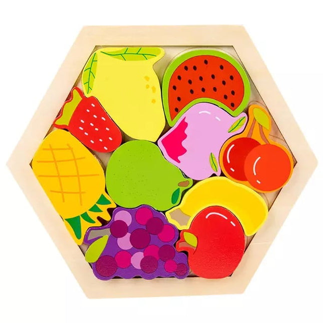Wooden Fruits chunky - hexa tray - EKT2221