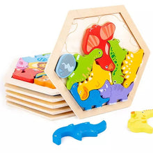 Load image into Gallery viewer, Wooden Dino chunky - hexa tray - EKT2223
