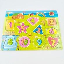 Load image into Gallery viewer, Wooden math 1 - 10 Numbers with shapes board - EKT2228
