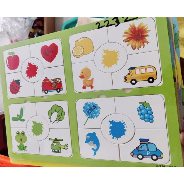 Wooden 4 in 1 Color match - green board - EKT2232