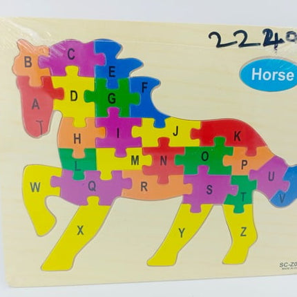 Wooden Jigsaw Puzzle with name Board - Horse - EKT2240