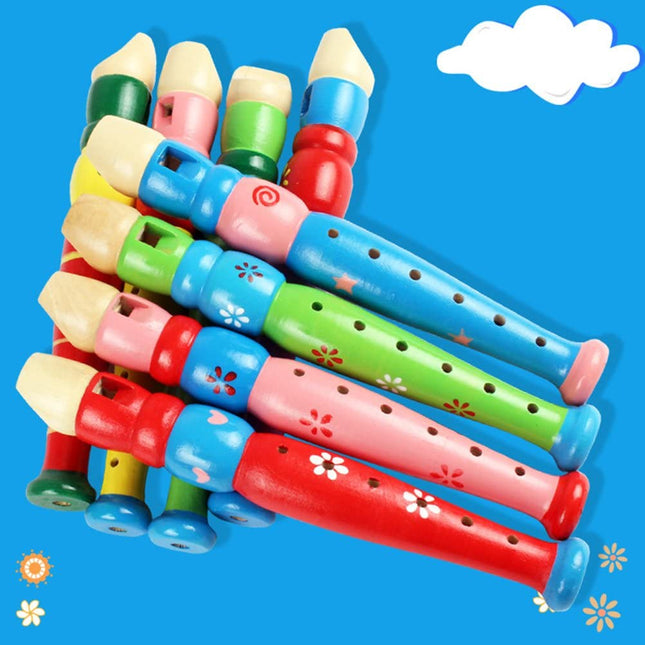 Wooden Flute - colorfull- random colros will be shipped - 1 pc flute - EKT2247