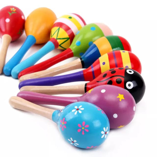Wooden Egg bell ratlle - Random design will be shipped