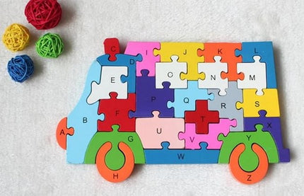 Wooden alphabet and number Chunky Jigsaw puzzles - Van - EKT2251