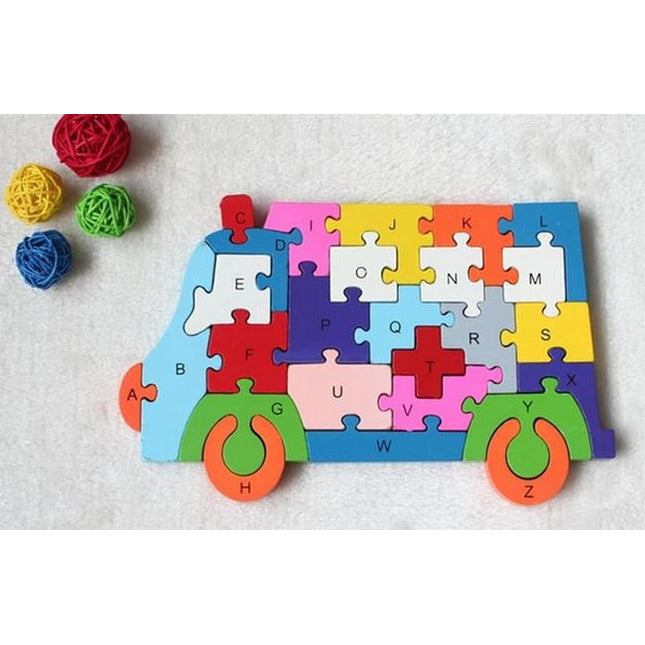 Wooden alphabet and number Chunky Jigsaw puzzles - Van - EKT2251