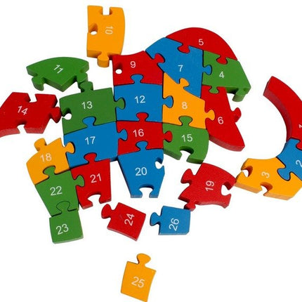 Wooden alphabet and number Chunky Jigsaw puzzles - Elephant - EKT2252