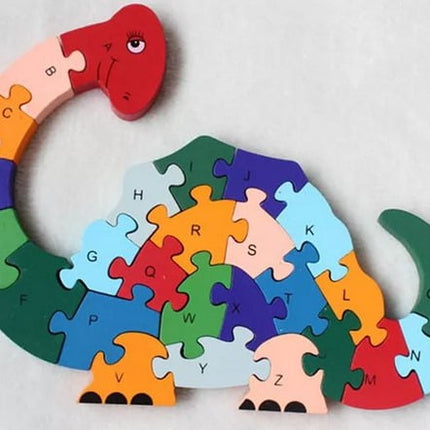Wooden alphabet and number Chunky Jigsaw puzzles - Dino - EKT2256