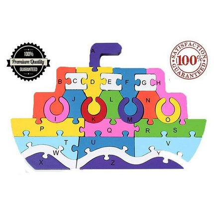 Wooden alphabet and number Chunky Jigsaw puzzles - Ship - EKT2257