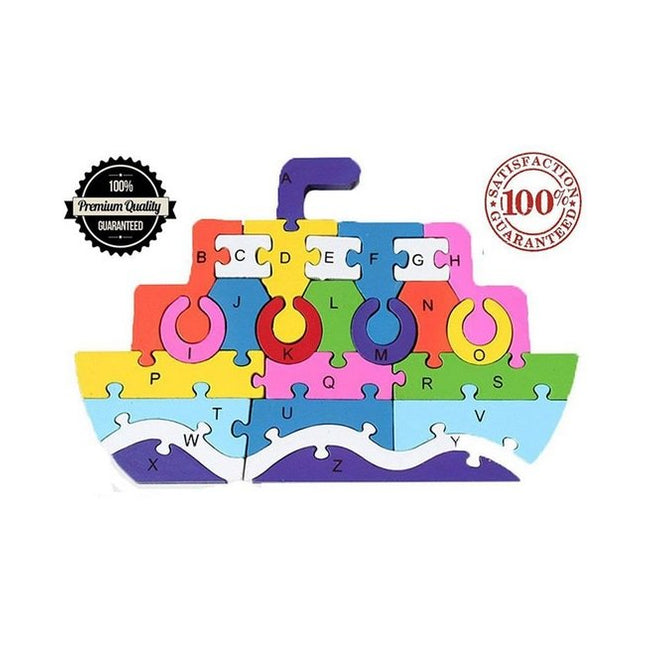 Wooden alphabet and number Chunky Jigsaw puzzles - Ship - EKT2257